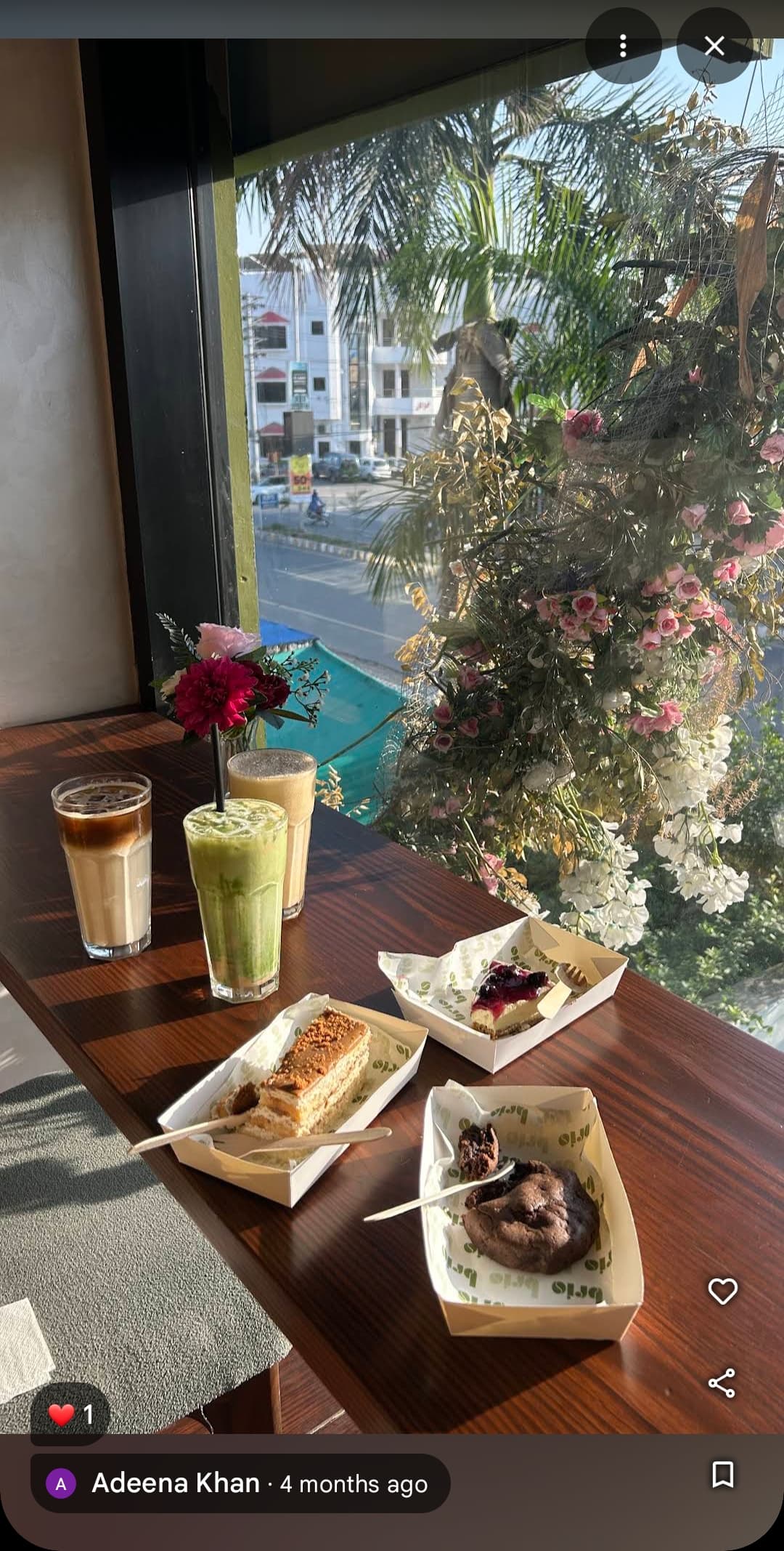 Drinks and desserts with a window view - exactly the vibe brio promises.